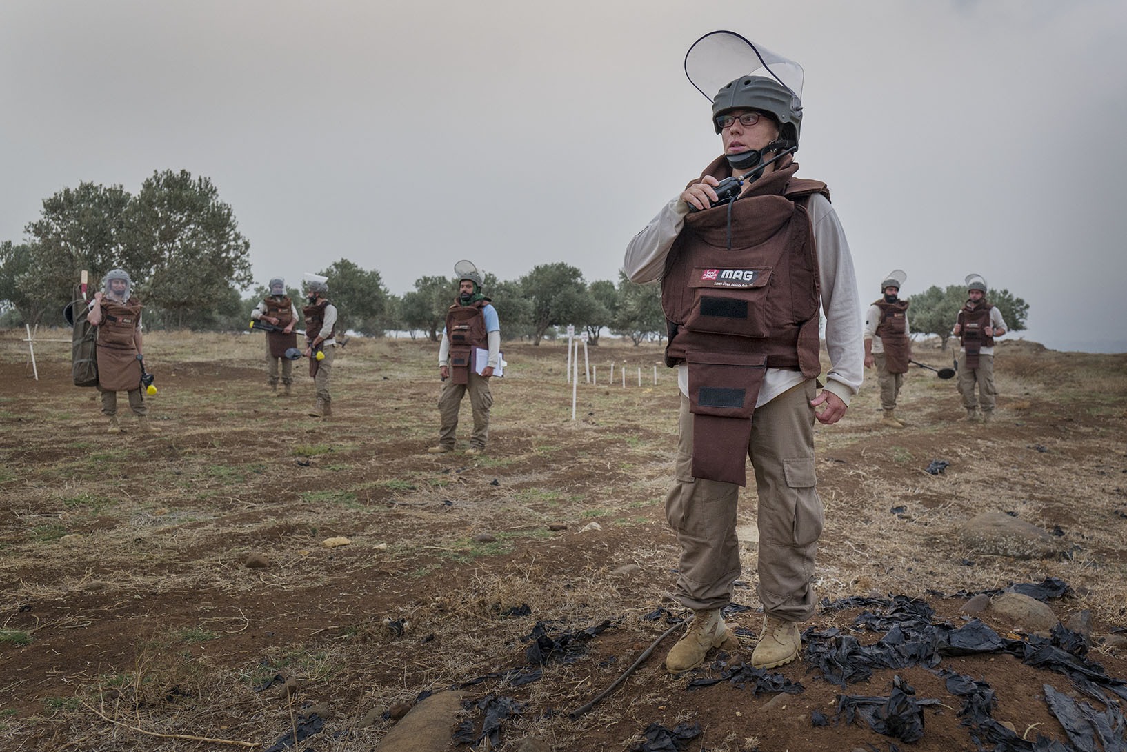 Mofida Majzoub oversees a demining operation in Lebanon. A former wedding photographer, Majzoub switched careers to help people living in areas contaminated with landmines.